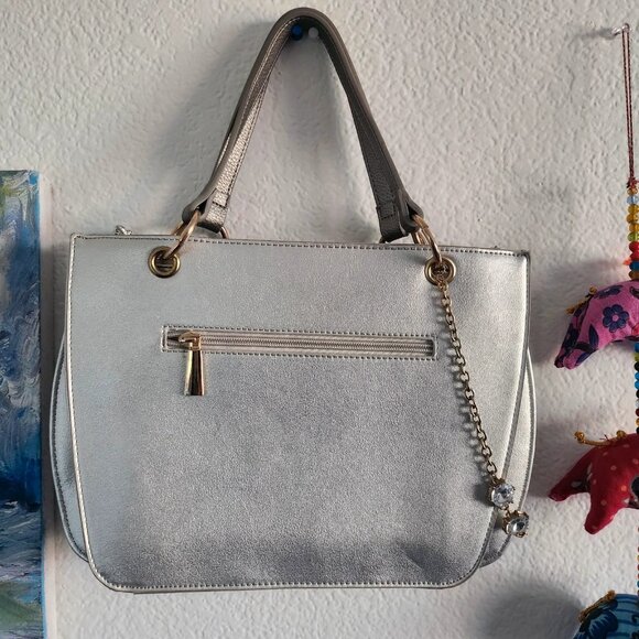 Gorgeous Silver Upcycled Purse w/Charms - Picture 5 of 9